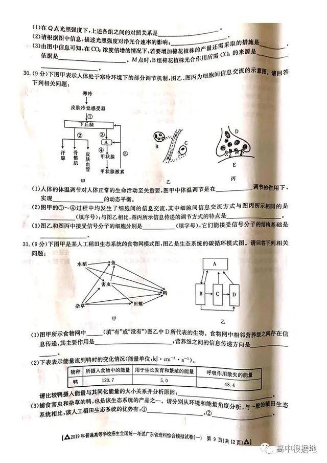 广东省高中统考试卷，挑战与机遇并存